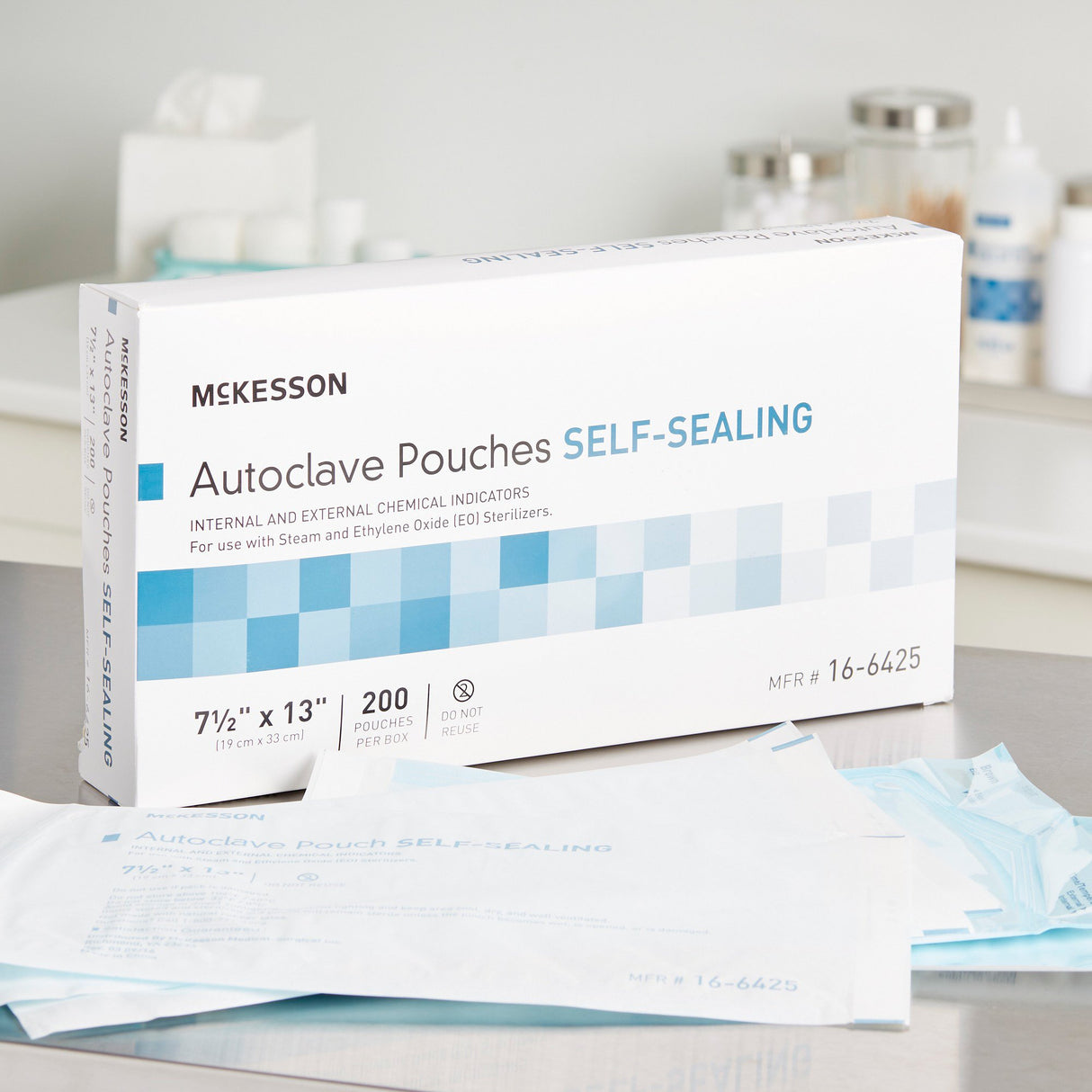 Sterilization Pouch McKesson Ethylene Oxide (EO) Gas / Steam 7-1/2 X 13 Inch Transparent Blue / White Self Seal Paper / Film - BeHope