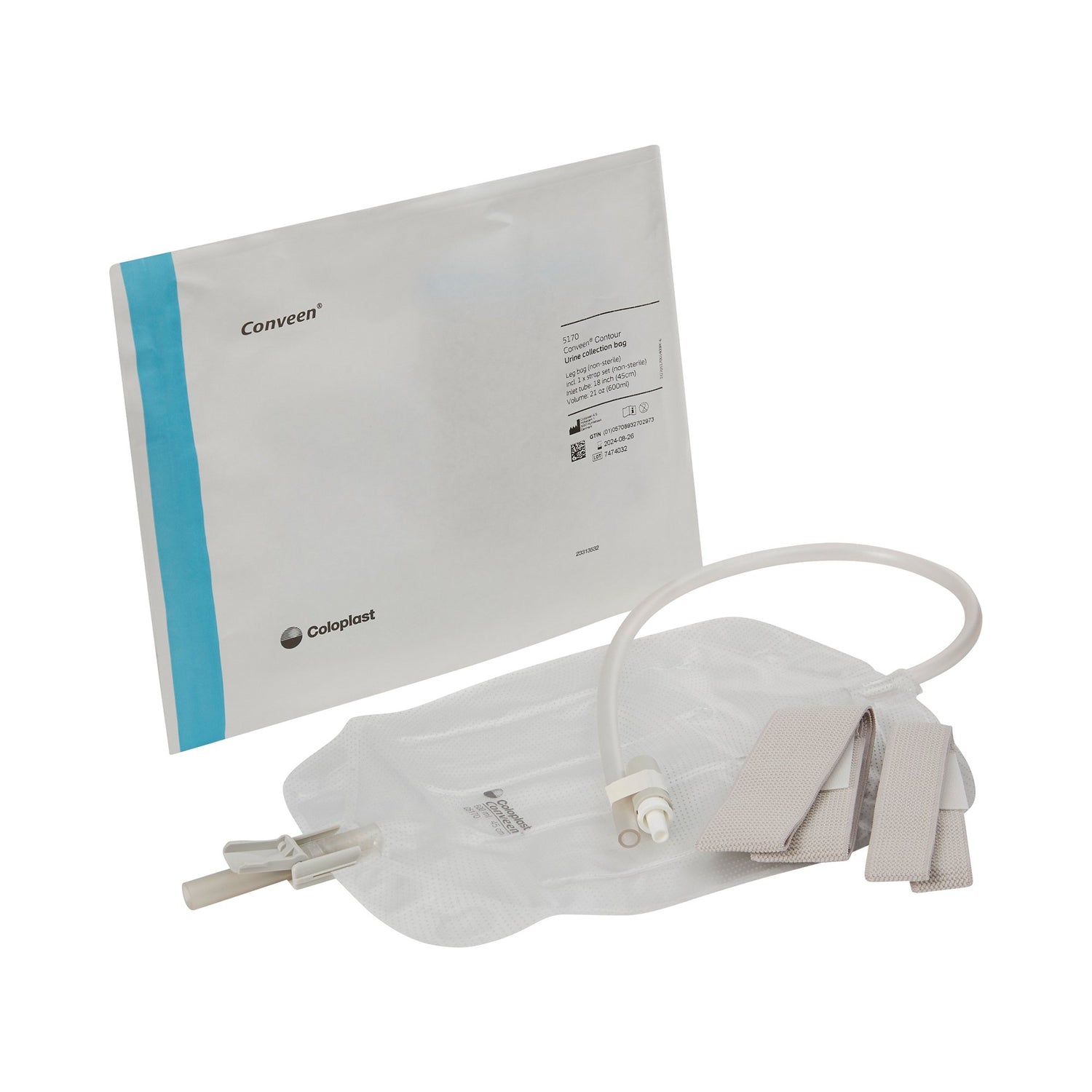 Urinary Leg Bag Conveen® Security+ Anti-Reflux Valve NonSterile 600 mL Polyethylene / Flocked - BeHope