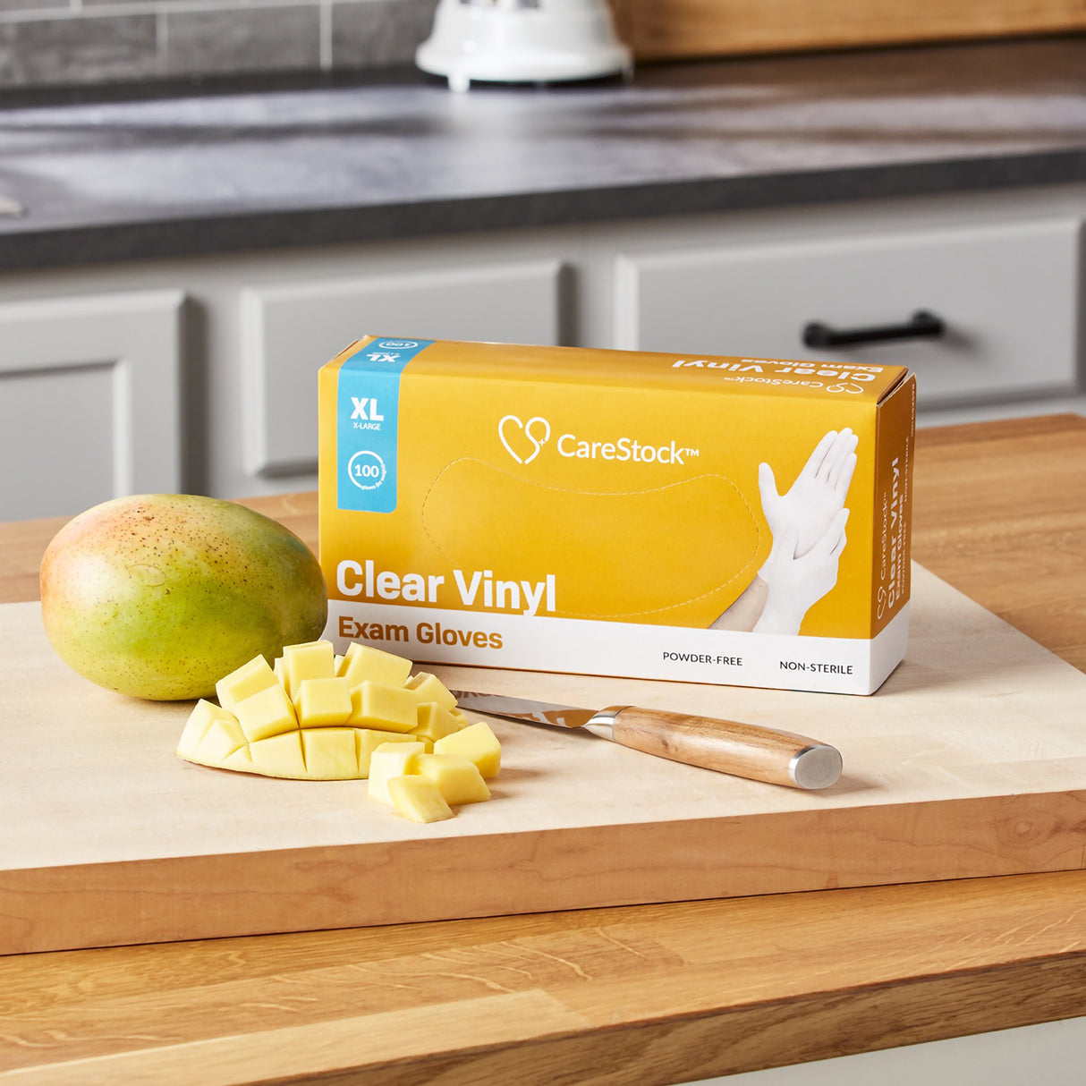 Exam Glove CareStock™ X-Large NonSterile Vinyl Standard Cuff Length Smooth Clear Not Rated - BeHope