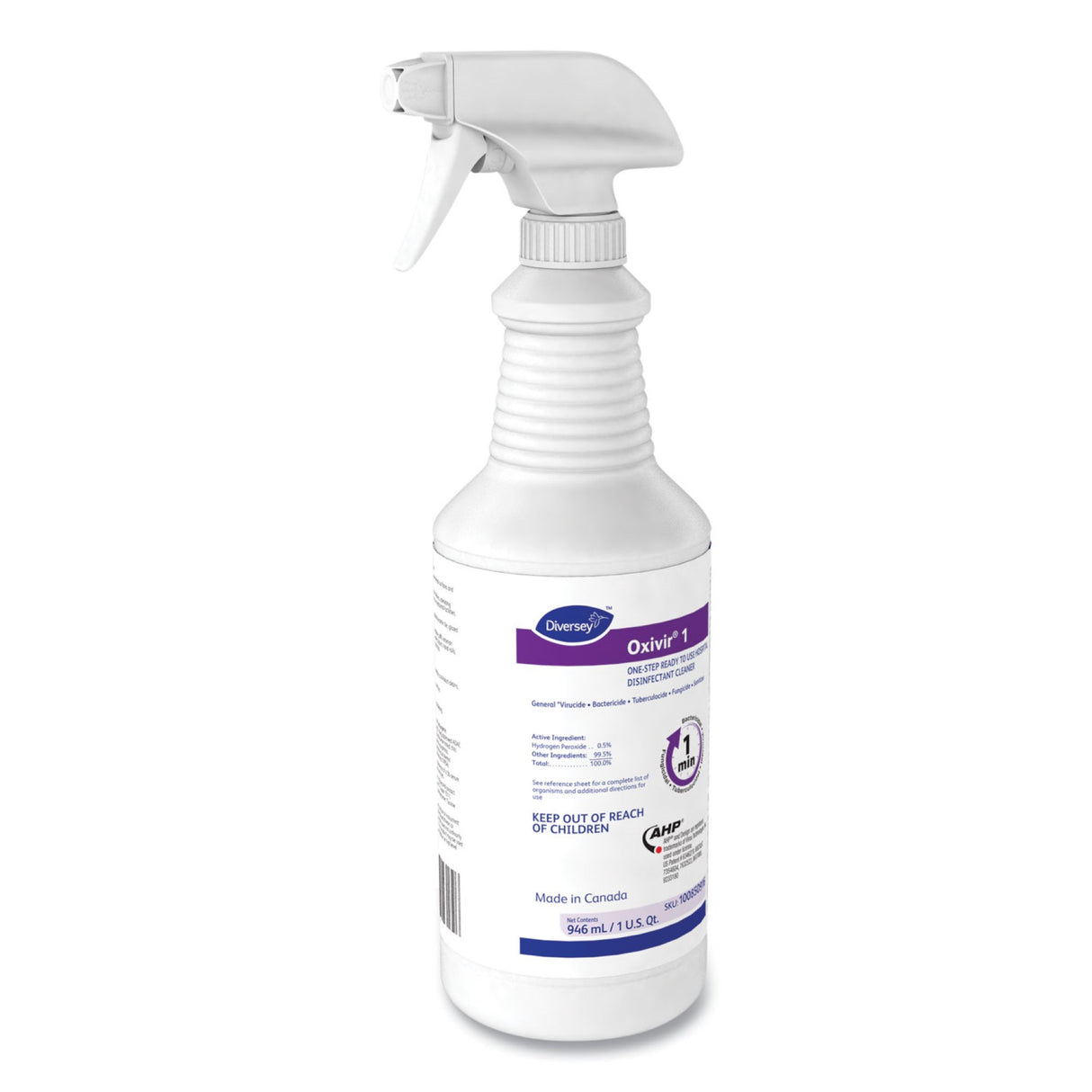 Surface Disinfectant Cleaner Diversey™ Oxivir® 1 Peroxide Based Trigger Spray Liquid 32 oz. Bottle Cherry Almond Scent NonSterile - BeHope
