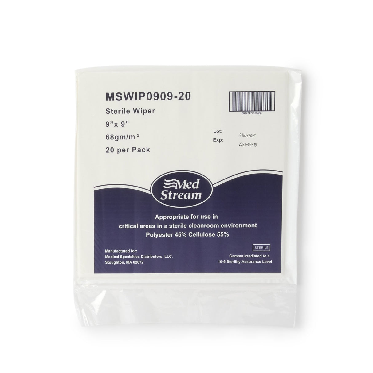 Cleanroom Wipe McKesson 20 Count Bag 9 X 9 Inch Sterile Disposable - BeHope