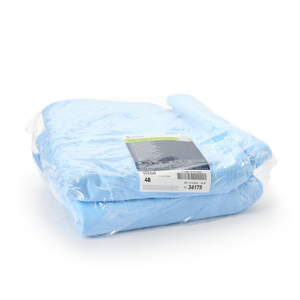 QUICK CHECK* H200 Sterilization Wrap White / Blue 30 X 30 Inch Dual Layer SMS Polypropylene Steam / EO Gas / Hydrogen Peroxide - BeHope