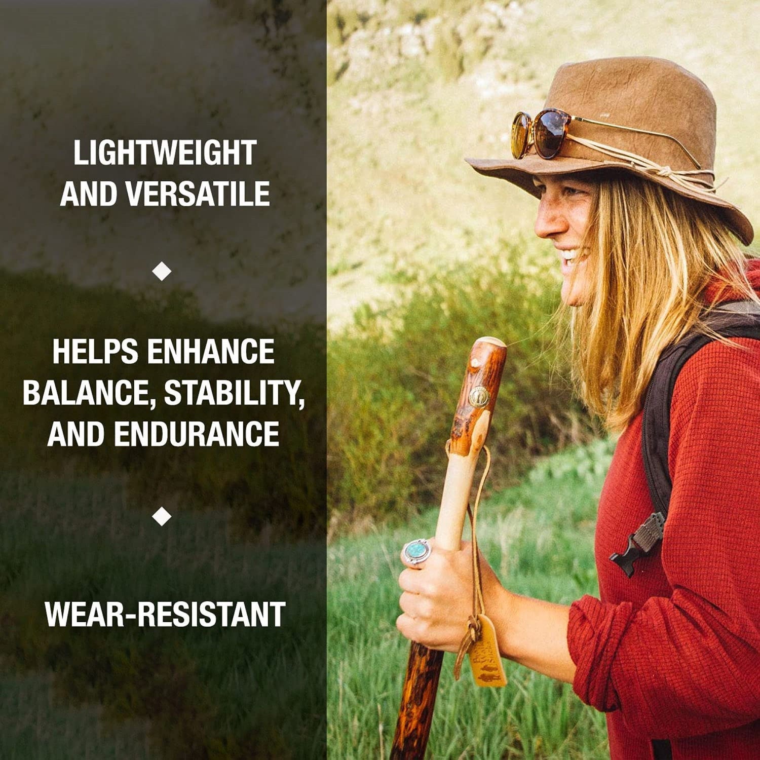 Walking Stick Brazos™ Twisted Wood 58 Inch Height Hickory - BeHope