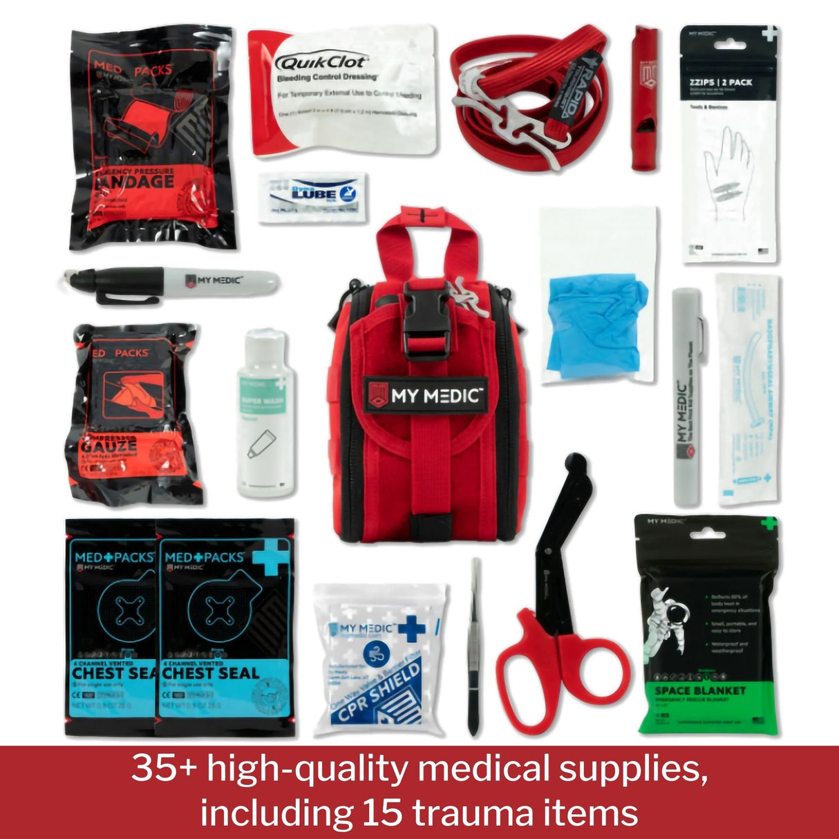 Trauma First Aid Kit My Medic™ TFAK Red Nylon Bag - BeHope