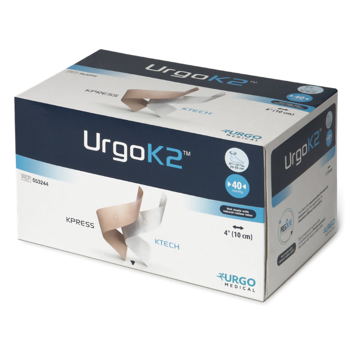 2 Layer Compression Bandage System URGOK2 4 X 9-3/4 X 12-1/2 Inch Self-Adherent Closure Tan / White NonSterile Large 40 mmHg - BeHope