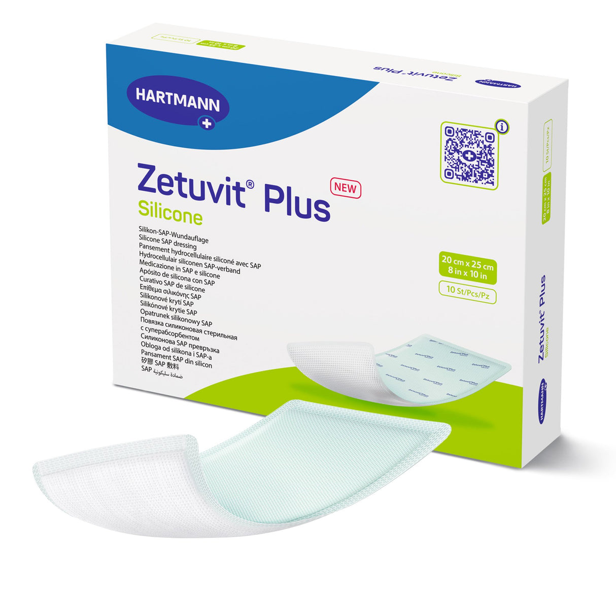 Super Absorbent Dressing Zetuvit® Plus Silicone Silicone Adhesive 8 X 10 Inch Rectangle - BeHope