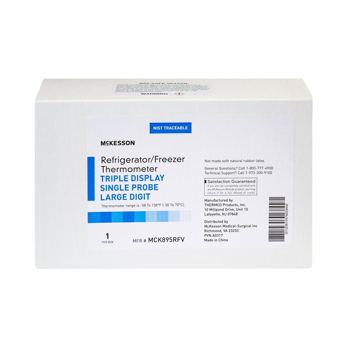 Digital Refrigerator / Freezer Thermometer with Alarm McKesson Fahrenheit / Celsius -58° to +158°F (-50° to +70°C) Glycol Bottle Probe / Internal Sensor Multiple Mounting Options Battery Operated - BeHope