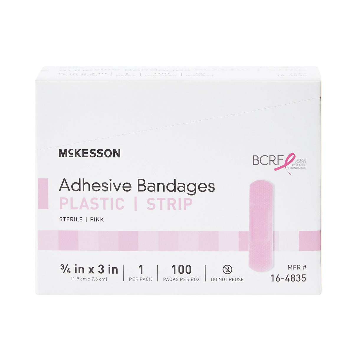 Adhesive Strip McKesson Plastic Pink 3/4 X 3 Inch Sterile - BeHope