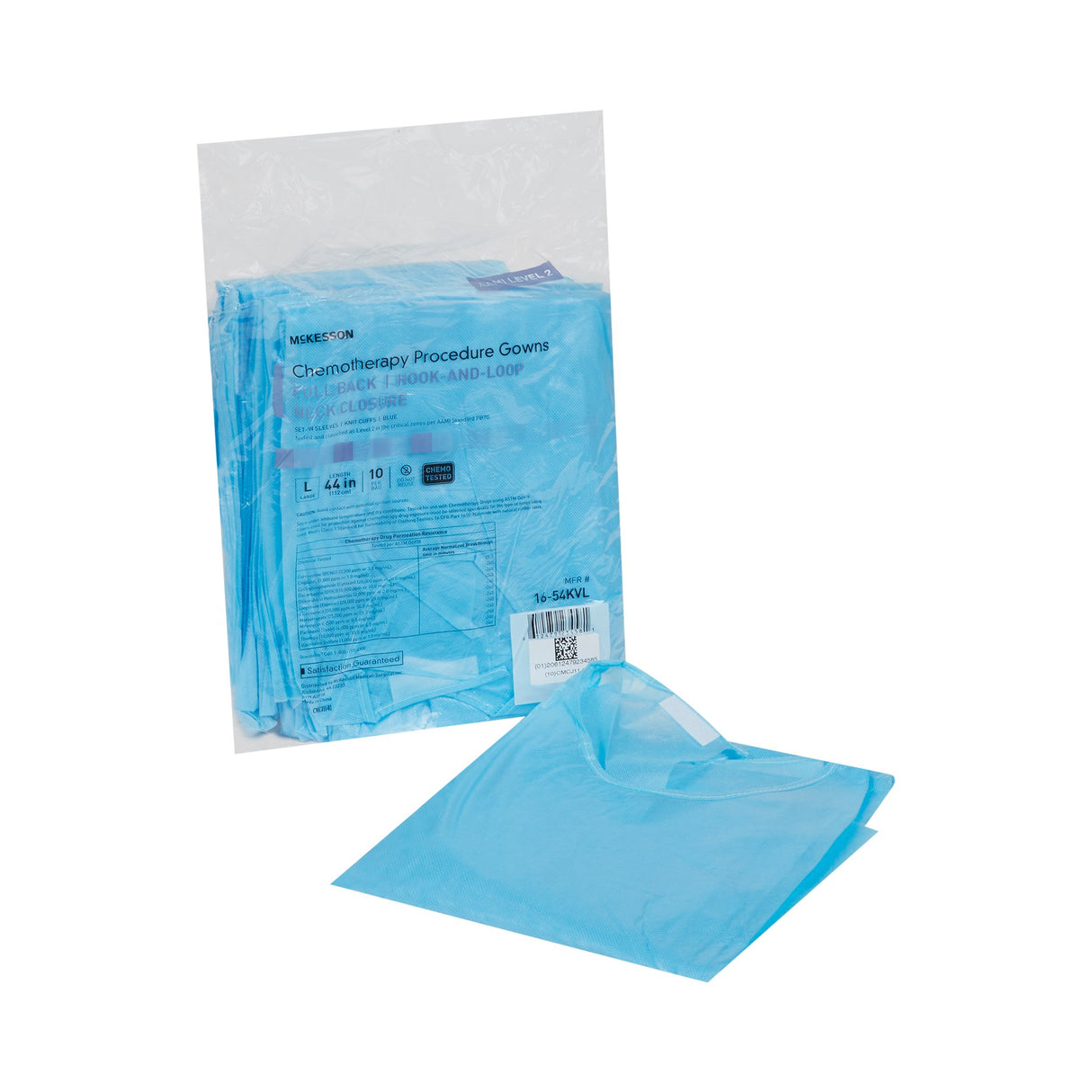 Chemotherapy Procedure Gown McKesson Large Blue NonSterile AAMI Level 2 / ASTM D6978 Disposable - BeHope