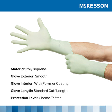 Surgical Glove McKesson Perry® Performance Plus Size 7.5 Sterile Polyisoprene Standard Cuff Length Smooth Green Chemo Tested - BeHope
