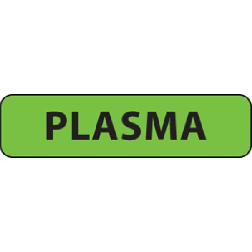 Drug Label MedVision® Anesthesia Label Plasma Fluorescent Green 5/16 X 1-1/4 Inch - BeHope