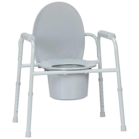 3-in-1 Commode Chair McKesson Fixed Arms Steel Frame Back Bar 13-3/4 Inch Seat Width 350 lbs. Weight Capacity - BeHope