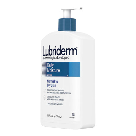 Hand and Body Moisturizer Lubriderm® Daily Moisture 16 oz. Pump Bottle Unscented Lotion - BeHope