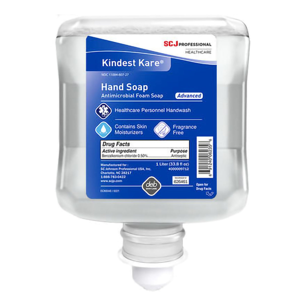 Antimicrobial Soap Kindest Kare® Advanced Foaming 1,000 mL Dispenser Refill Bottle Unscented - BeHope