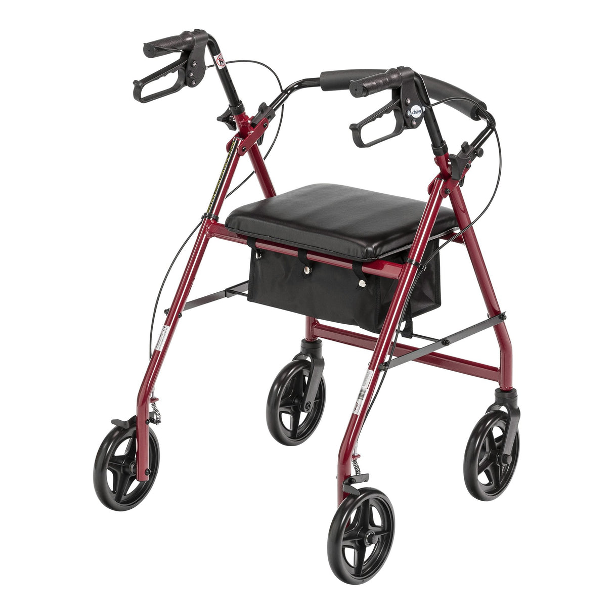 4 Wheel Rollator McKesson Red Adjustable Height Aluminum Frame - BeHope