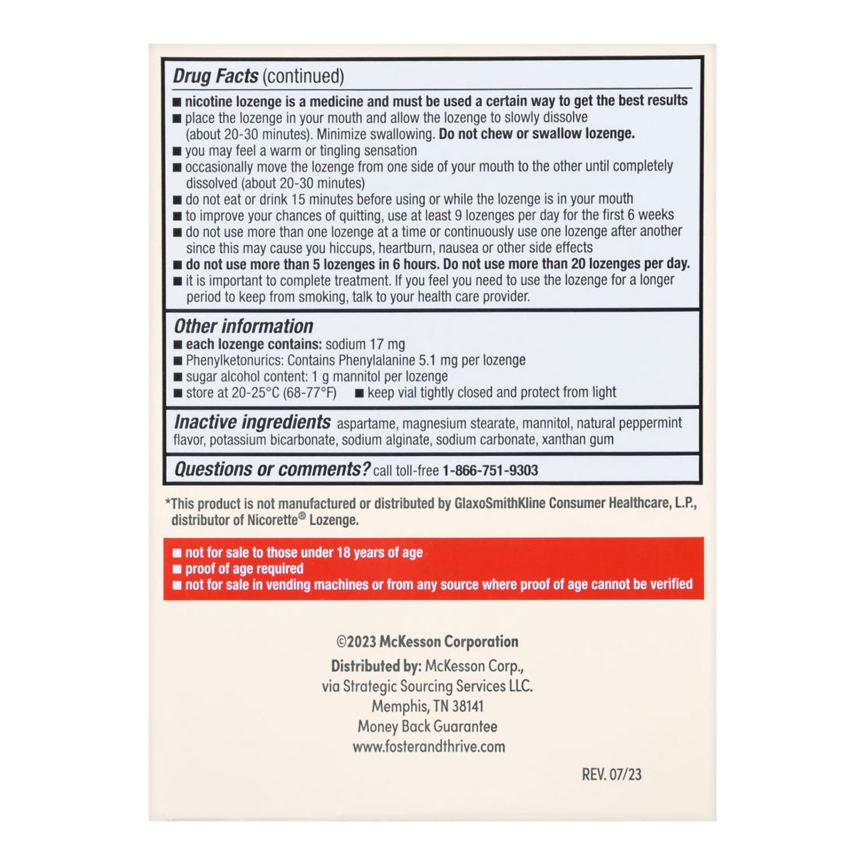 Stop Smoking Aid Foster & Thrive™ 2 mg Strength Lozenge - BeHope