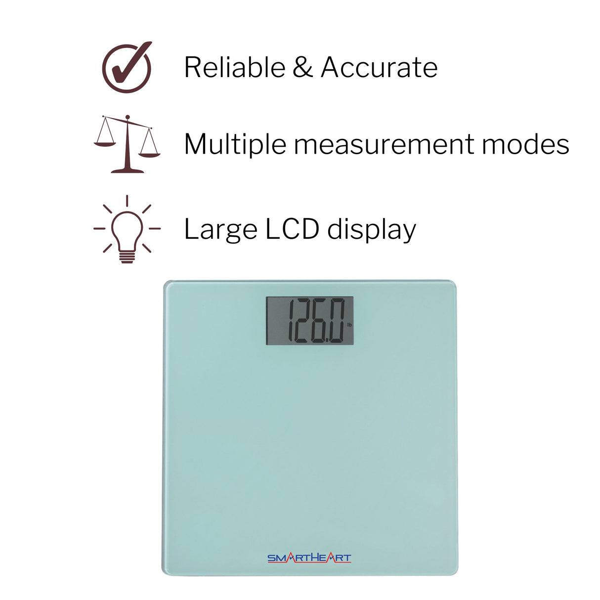 Floor Scale SmartHeart Digital Display 438 lbs. / 199 kg Capacity Gray Battery Operated - BeHope