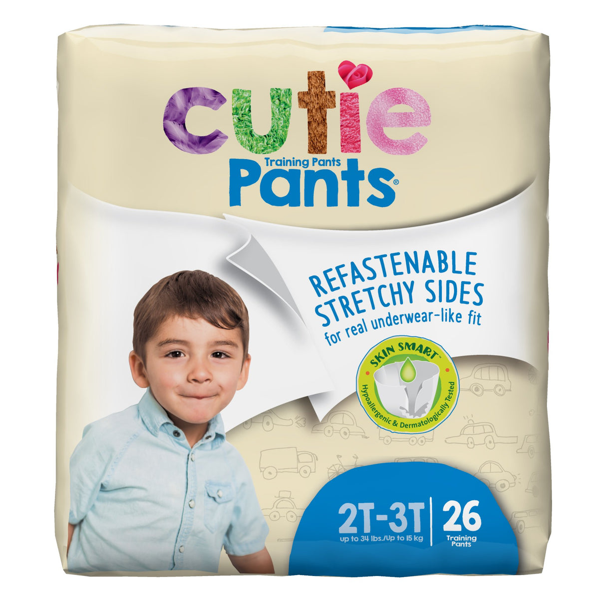 Male Toddler Training Pants Cutie Pants® Size 2T to 3T Disposable Heavy Absorbency - BeHope