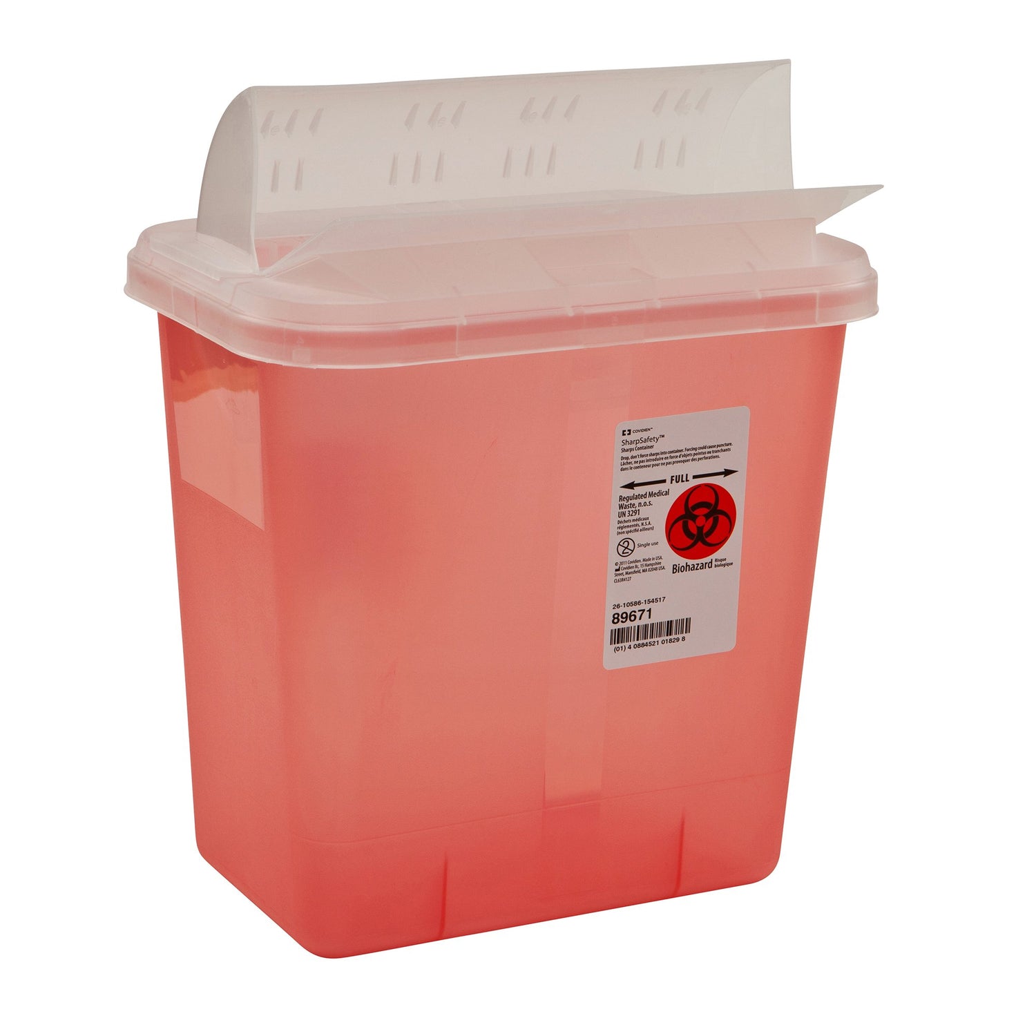 Sharps Container SharpSafety™ Translucent Red Base 10 H X 10-1/2 W X 7-1/4 D Inch Horizontal Entry 2 Gallon - BeHope