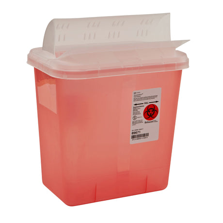 Sharps Container SharpSafety™ Translucent Red Base 10 H X 10-1/2 W X 7-1/4 D Inch Horizontal Entry 2 Gallon - BeHope