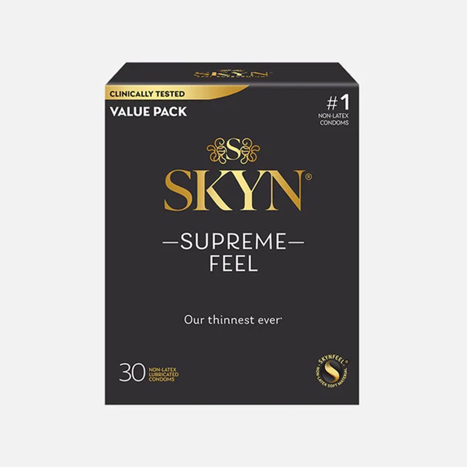 Condom SKYN® Supreme Lubricated One Size Fits Most 30 Per Box - BeHope