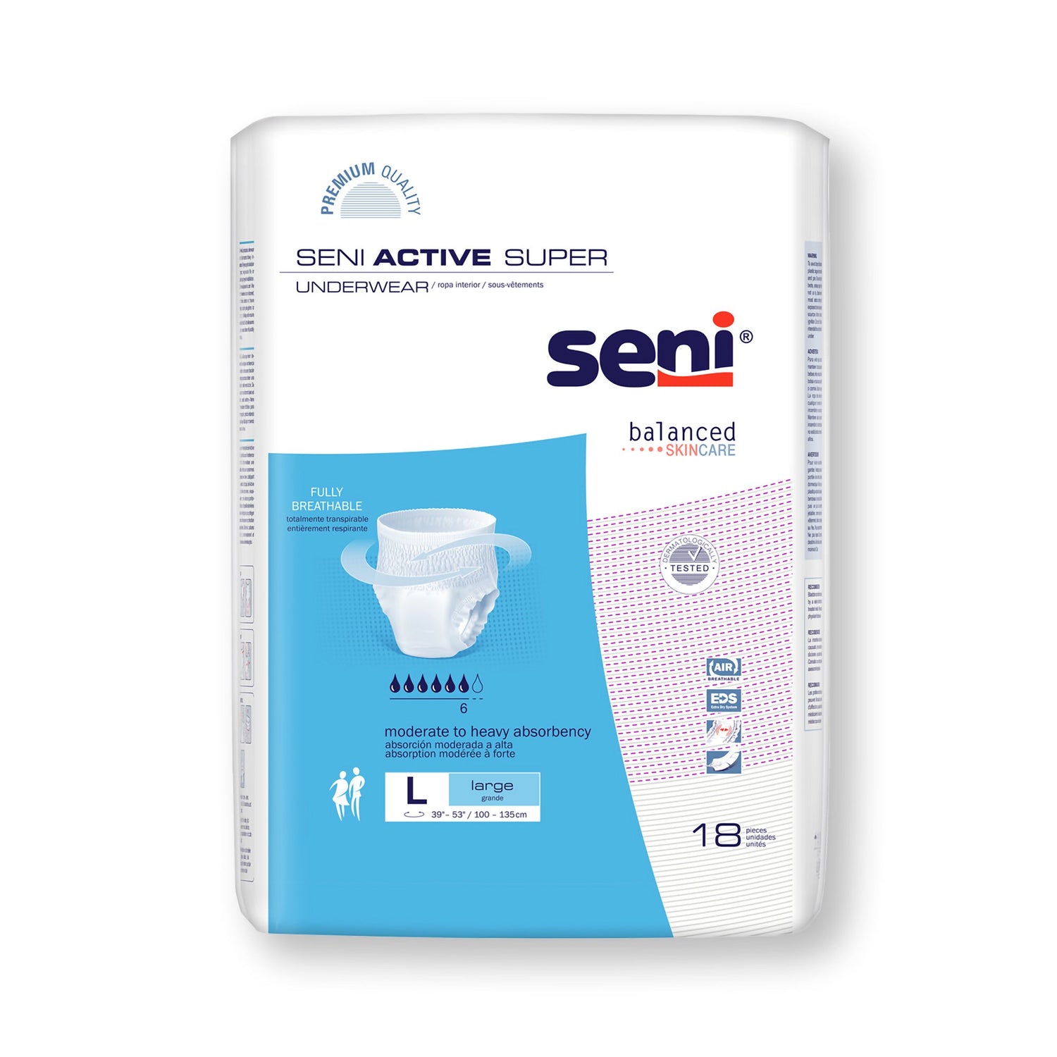 Unisex Adult Absorbent Underwear Seni® Active Super Pull On with Tear Away Seams Large Disposable Moderate Absorbency - BeHope