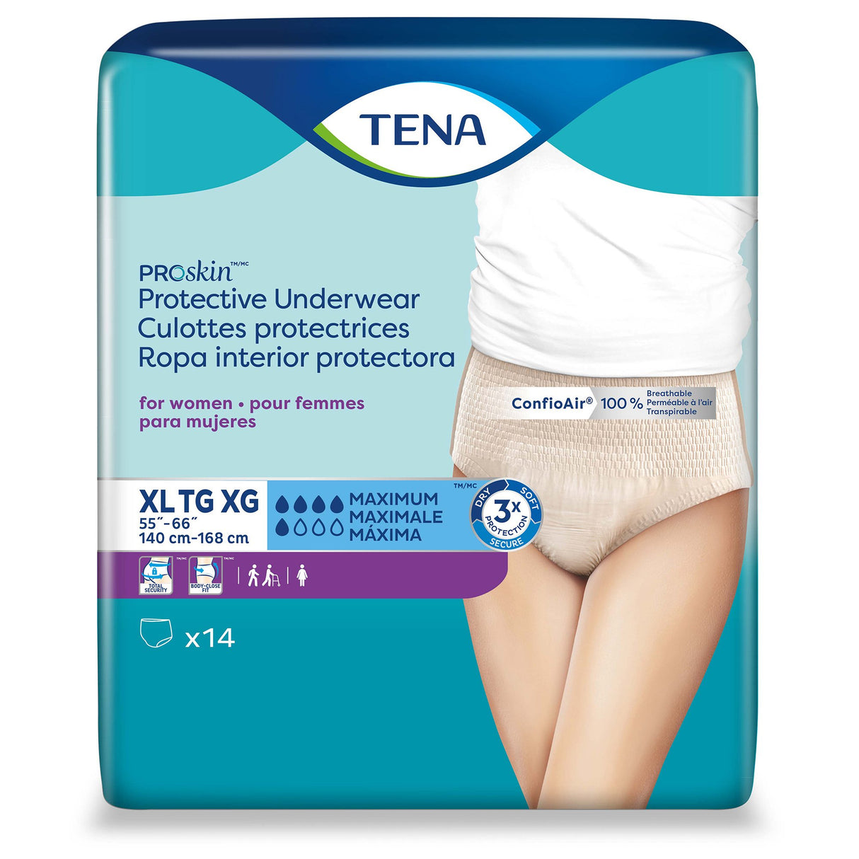 Female Adult Absorbent Underwear TENA® ProSkin™ Protective Pull On with Tear Away Seams X-Large Disposable Moderate Absorbency - BeHope
