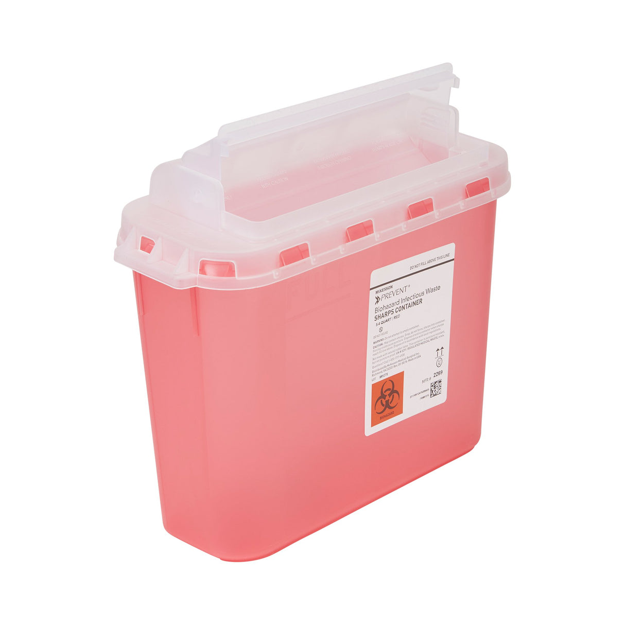Sharps Container McKesson Prevent® Red Base 11 H X 12 W X 4-3/4 D Inch Horizontal Entry 1.35 Gallon - BeHope