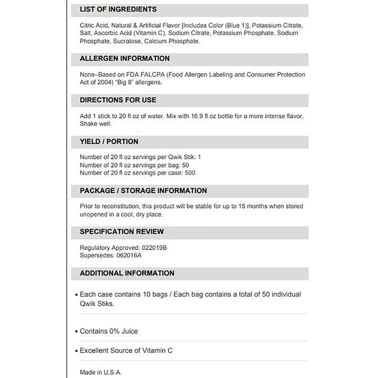 Oral Electrolyte Solution Sqwincher® Quik Stik® Zero Mixed Berry Flavor 0.11 oz. Electrolyte - BeHope