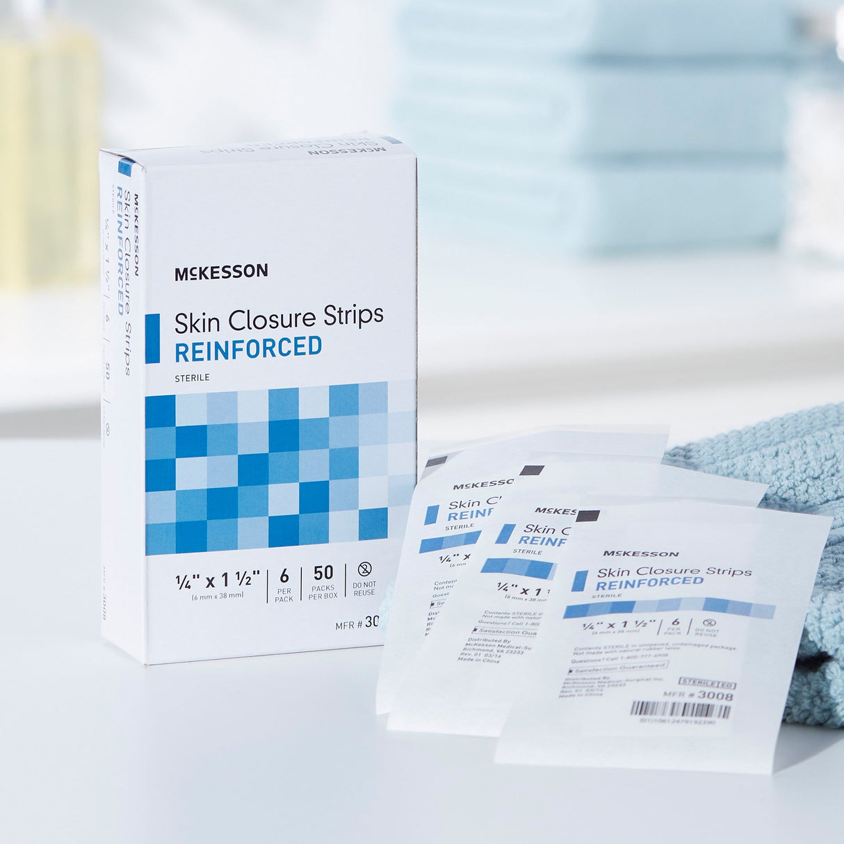 Skin Closure Strip McKesson 1/4 X 1-1/2 Inch Nonwoven Material Reinforced Strip White - BeHope