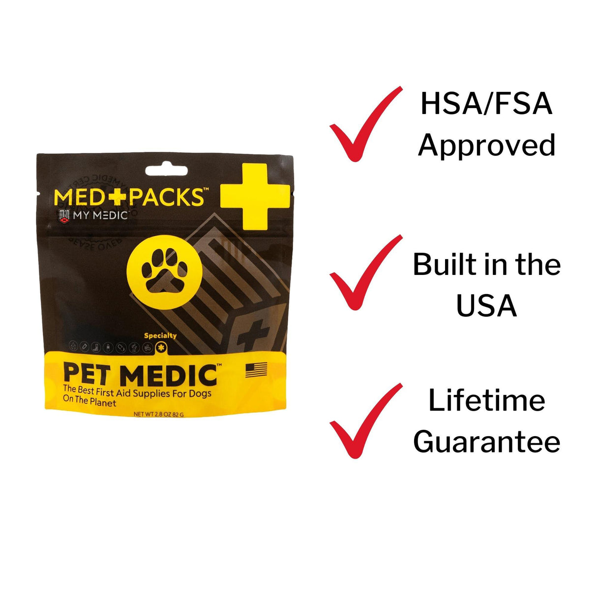 Pet First Aid Kit My Medic™ MED PACKS Pet Medic Plastic Pouch - BeHope