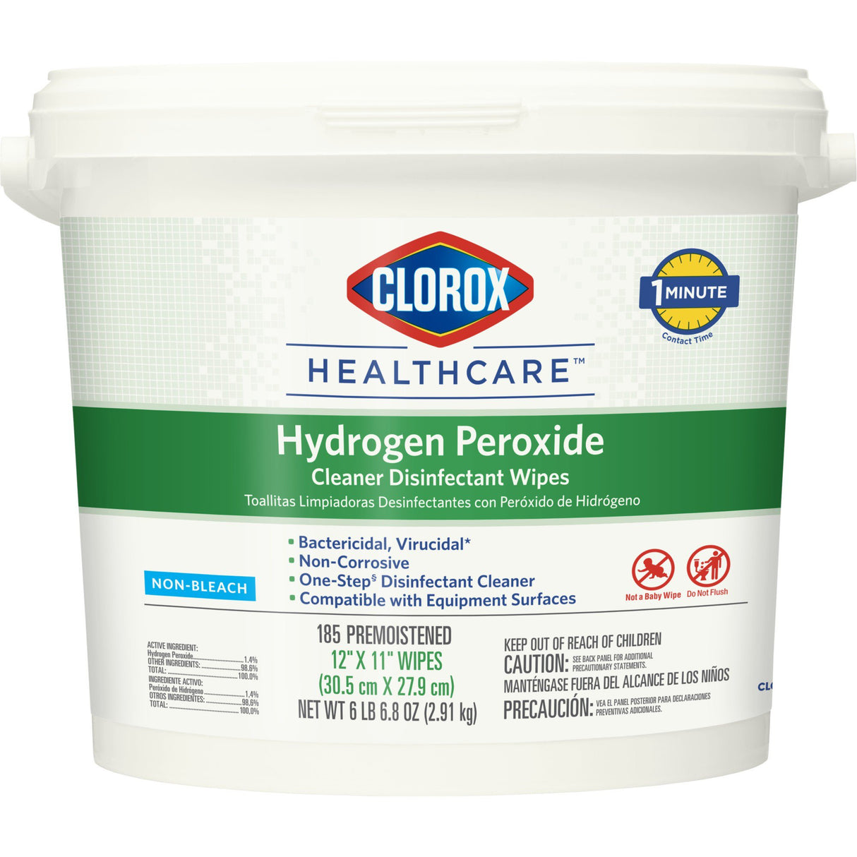 Surface Disinfectant Cleaner Clorox Healthcare® Premoistened Hydrogen Peroxide Based Manual Pull Wipe 185 Count Pail Unscented NonSterile - BeHope