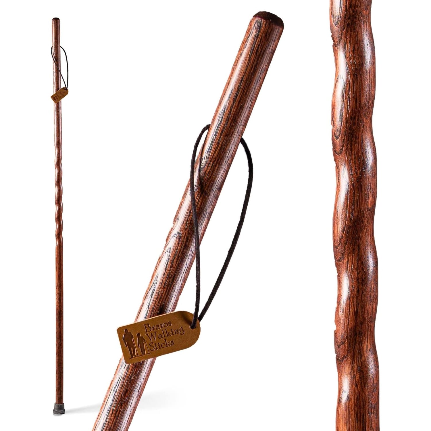 Walking Stick Brazos™ Twisted Trekker Wood 55 Inch Height Red Oak - BeHope