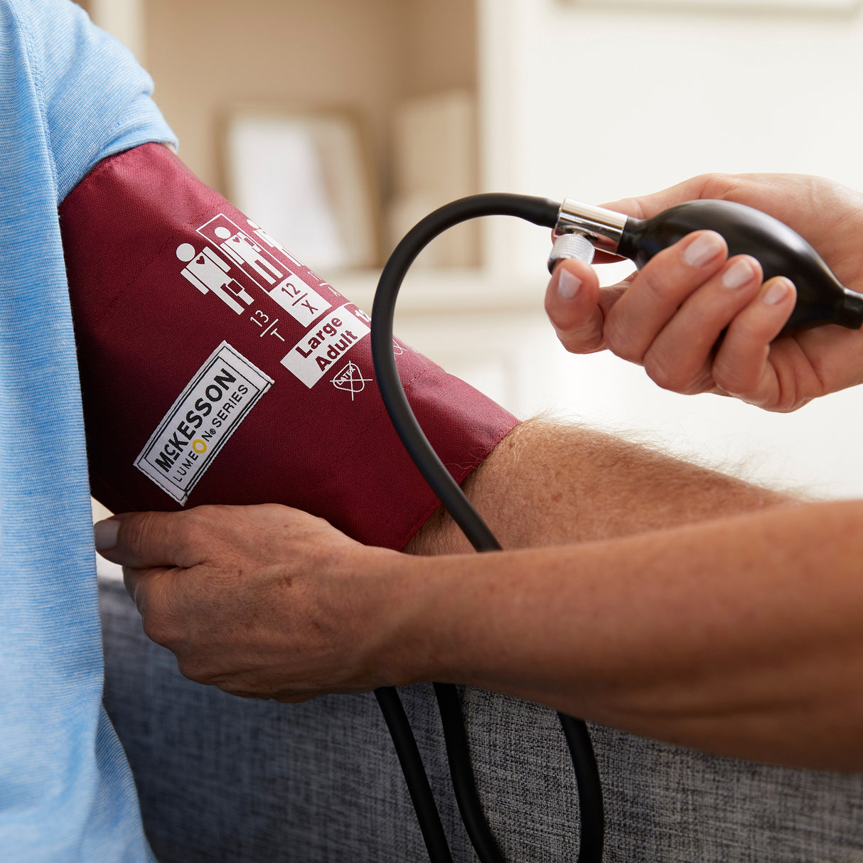 Reusable Blood Pressure Cuff and Bulb McKesson LUMEON™ 34 to 50 cm Arm Nylon Cuff Large Adult Cuff - BeHope