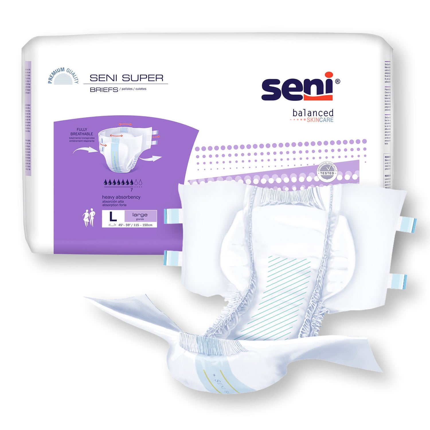 Unisex Adult Incontinence Brief Seni® Super Large Disposable Heavy Absorbency - BeHope