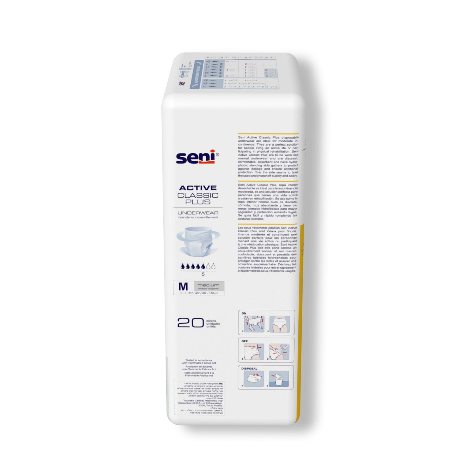 Unisex Adult Absorbent Underwear Seni® Active Classic Plus Pull On with Tear Away Seams Medium Disposable Moderate Absorbency - BeHope