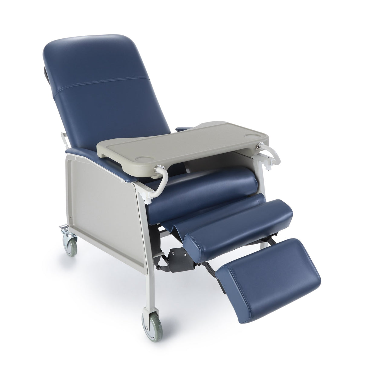 3-Position Recliner McKesson Blue Vinyl 2 Locking Casters - BeHope