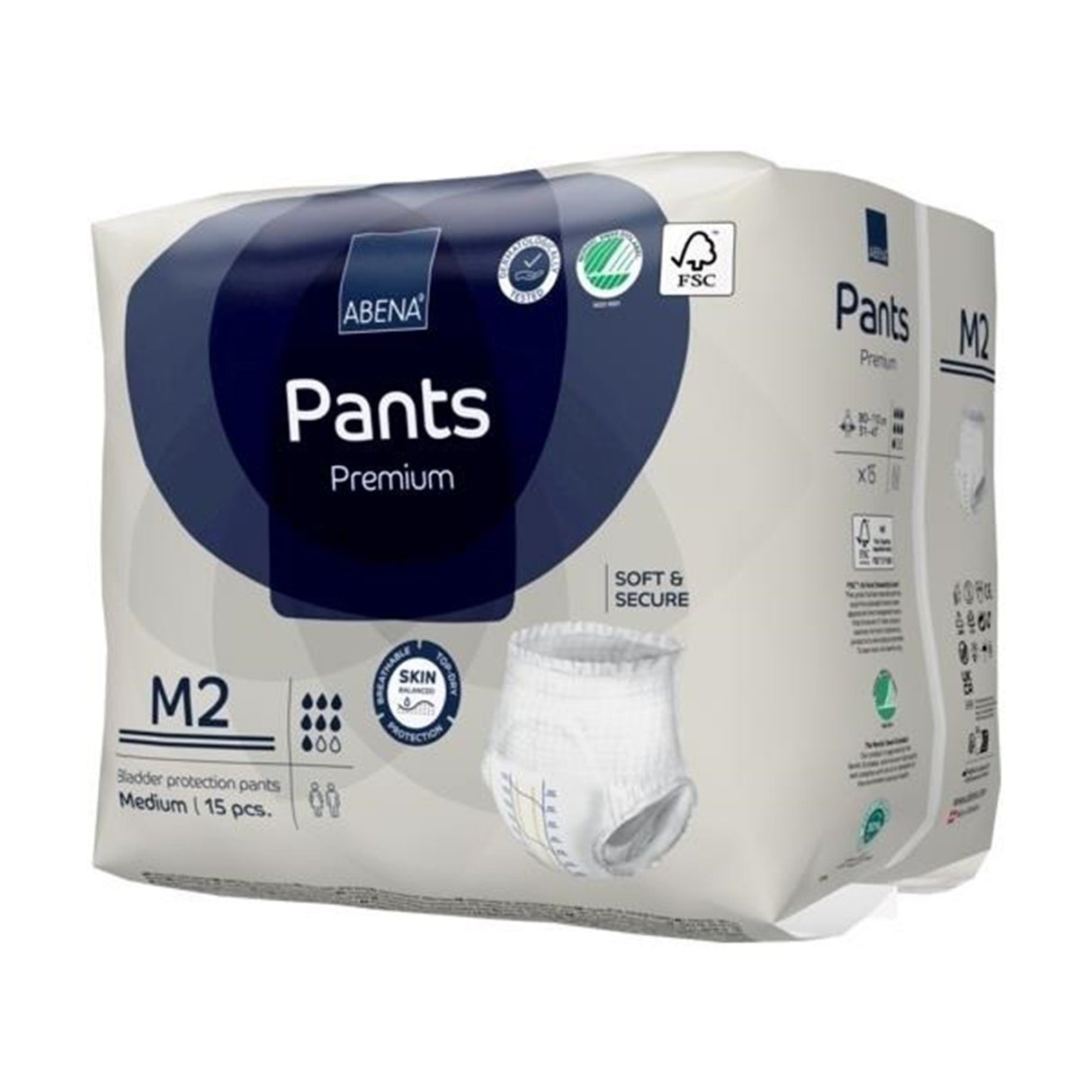 Unisex Adult Absorbent Underwear Abena® Premium Pants M2 Pull On with Tear Away Seams Medium Disposable Heavy Absorbency - BeHope