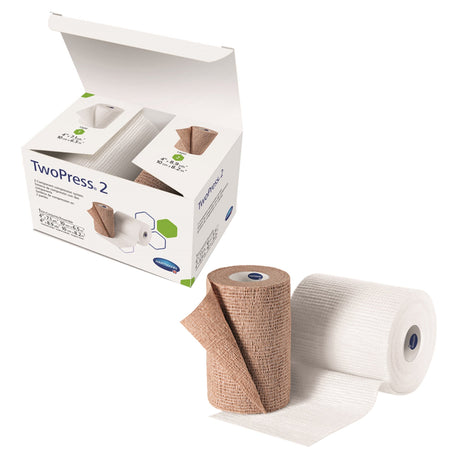 2 Layer Compression Bandage System TwoPress® 2 4 Inch X 7 Yard / 4 Inch X 8-9/10 Yard Self-Adherent Closure Tan / White NonSterile 40 mmHg - BeHope