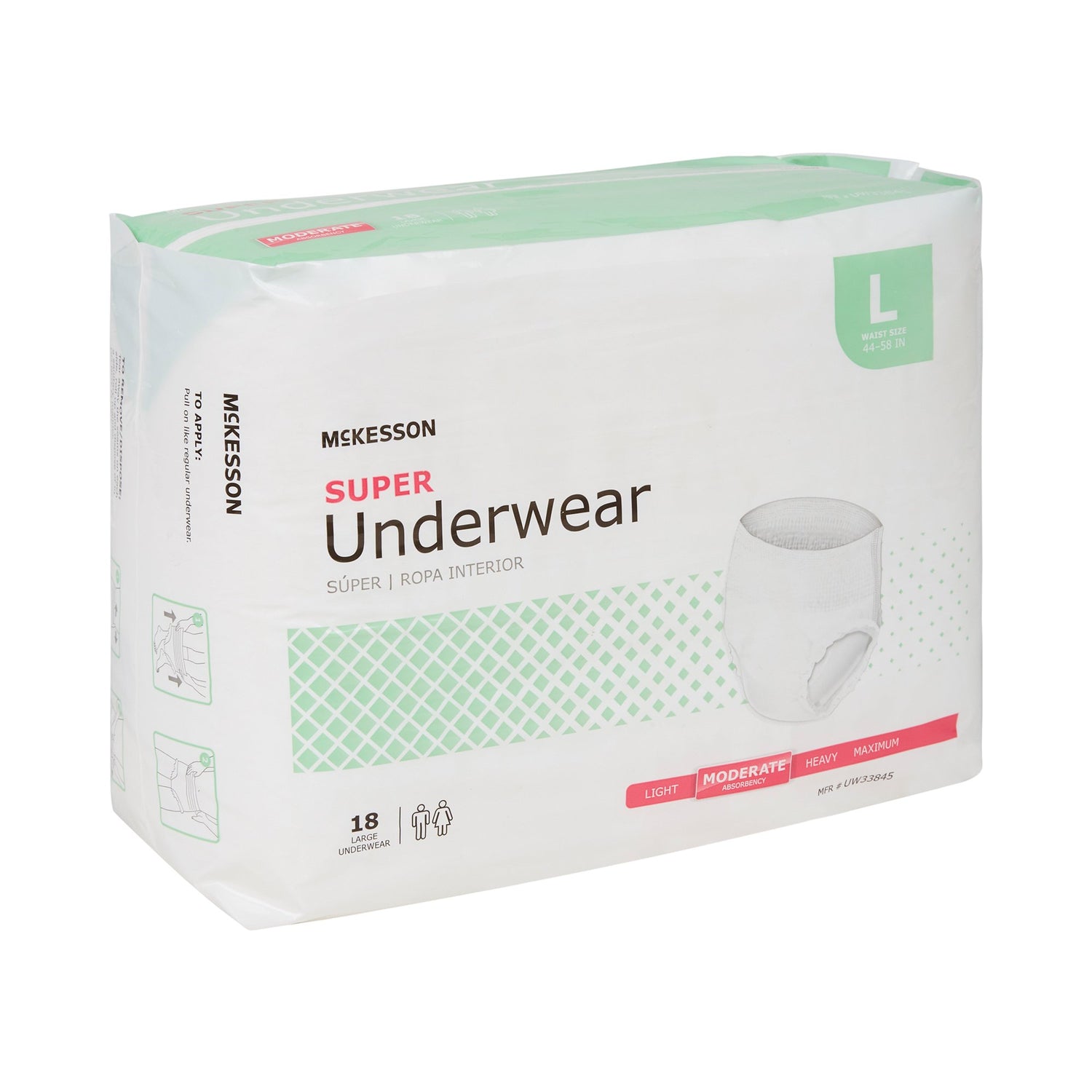 Unisex Adult Absorbent Underwear McKesson Pull On with Tear Away Seams Large Disposable Moderate Absorbency - BeHope