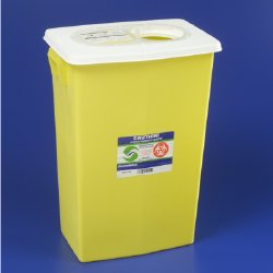 Chemotherapy Waste Container SharpSafety™ Yellow Base 26 H X 12-3/4 D X 18-1/4 W Inch Vertical Entry 18 Gallon - BeHope