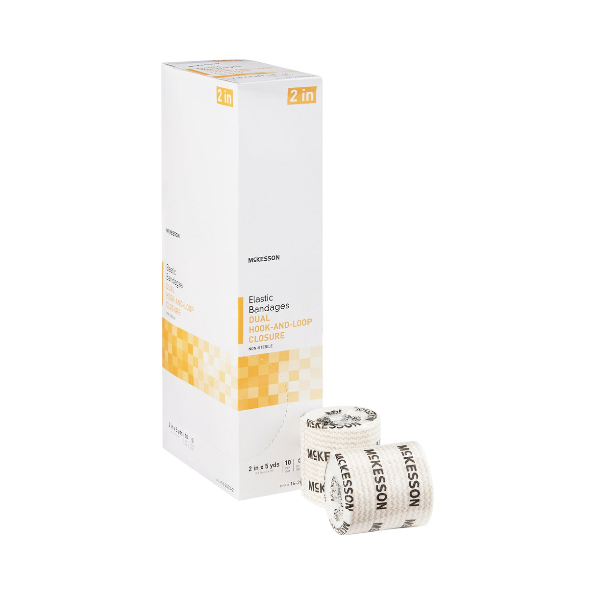 Elastic Bandage McKesson 2 Inch X 5 Yard Double Hook and Loop Closure Tan NonSterile Standard Compression - BeHope