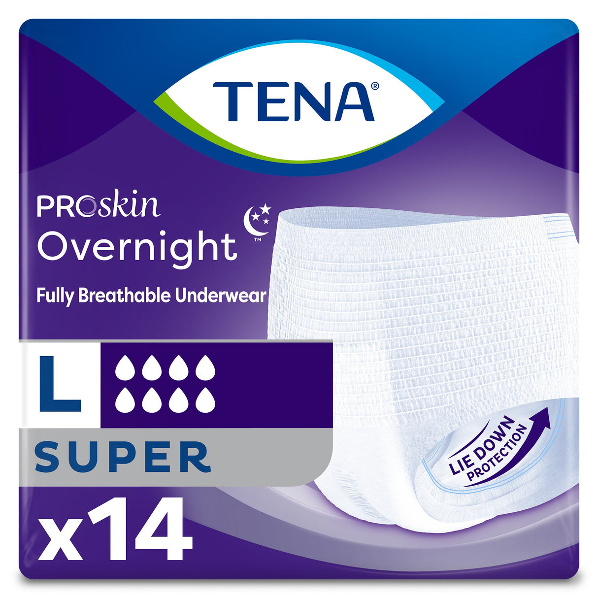 Unisex Adult Absorbent Underwear TENA ProSkin Overnight™ Super Pull On with Tear Away Seams Large Disposable Heavy Absorbency - BeHope