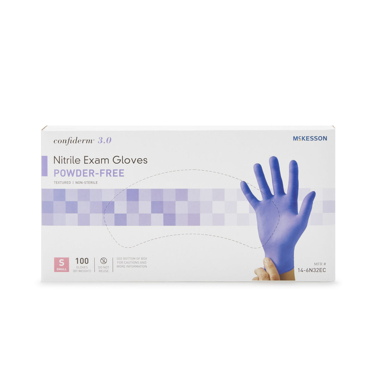 Exam Glove McKesson Confiderm® 3.0 Small NonSterile Nitrile Standard Cuff Length Textured Fingertips Blue Chemo Tested / Fentanyl Tested - BeHope