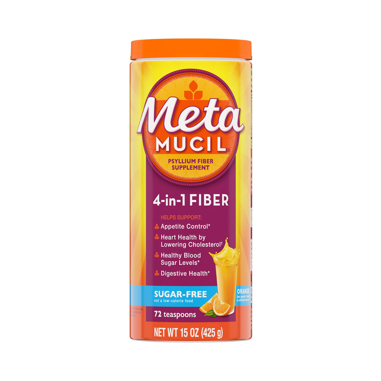 Fiber Supplement Metamucil® Orange Flavor Powder 15 oz. 3.4 Gram Strength Psyllium Husk - BeHope