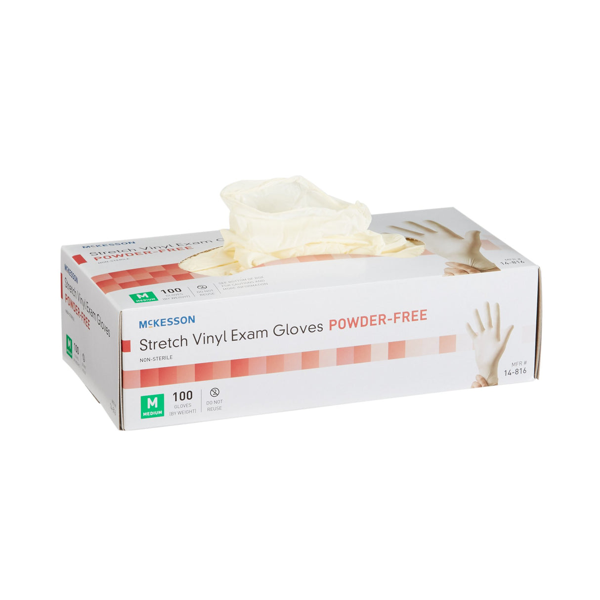 Exam Glove McKesson Medium NonSterile Stretch Vinyl Standard Cuff Length Smooth Ivory Not Rated - BeHope