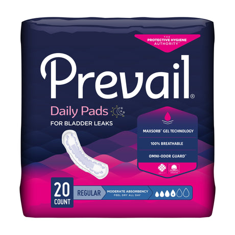 Bladder Control Pad Prevail® Daily Pads 9-1/4 Inch Length Moderate Absorbency Polymer Core One Size Fits Most - BeHope