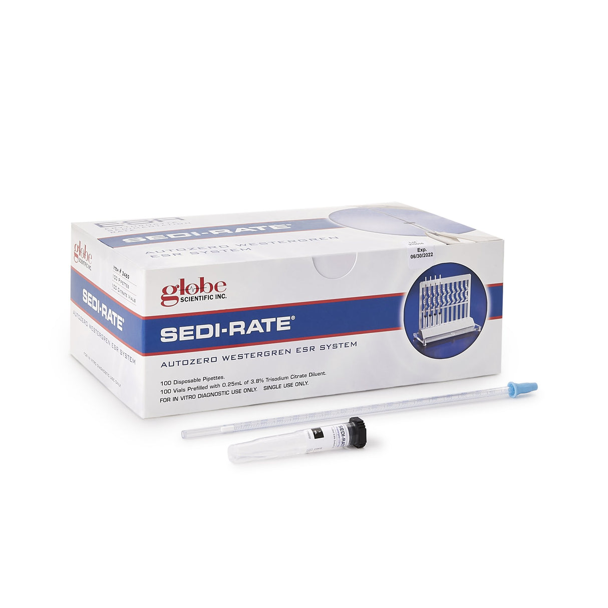 Hematology Test Kit Sedi-Rate™ Erythrocyte Sedimentation Rate (ESR) 100 Tests CLIA Waived - BeHope