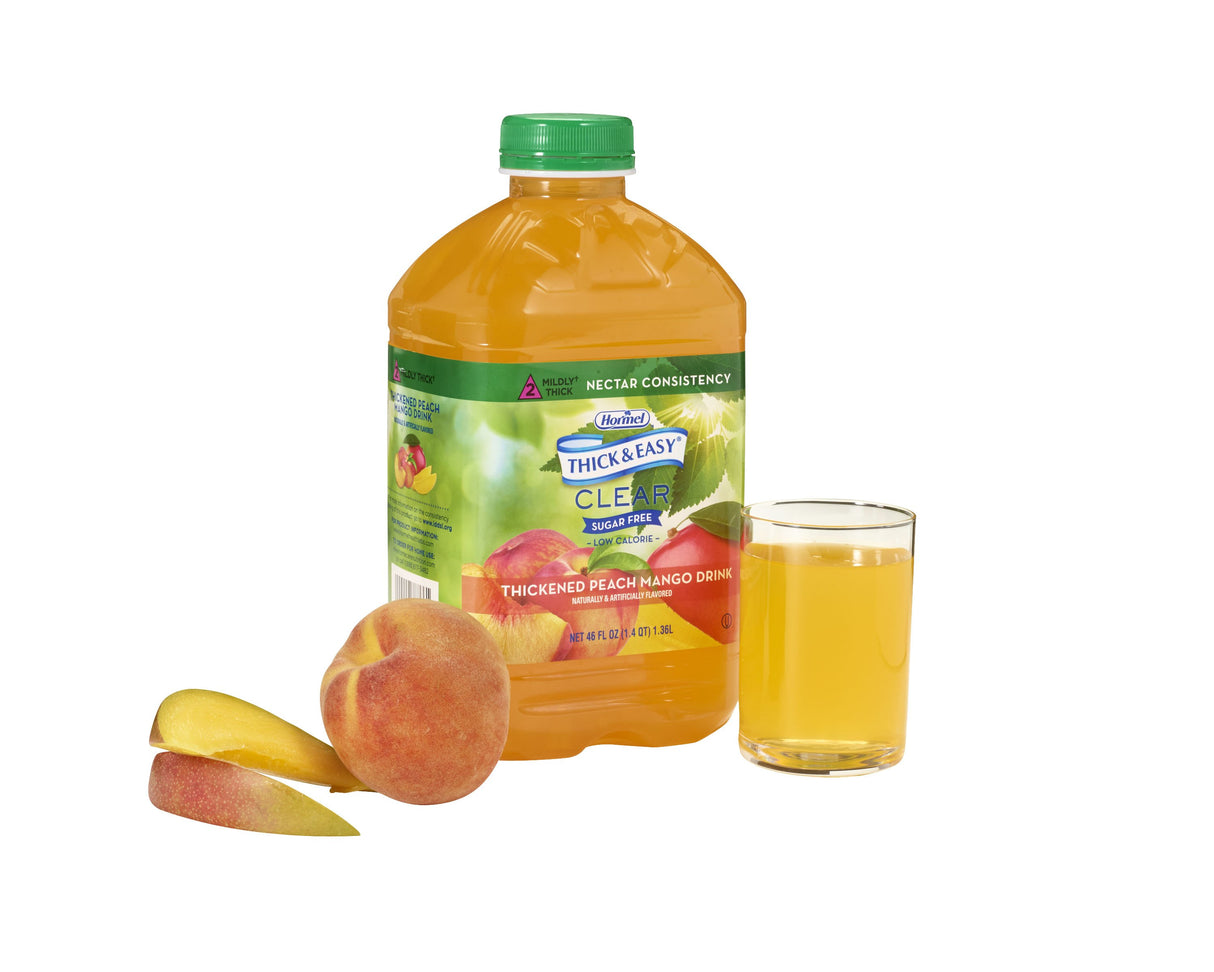 Thickened Beverage Thick & Easy® Clear 46 oz. Bottle Peach Mango Flavor Liquid IDDSI Level 2 Mildly Thick - BeHope