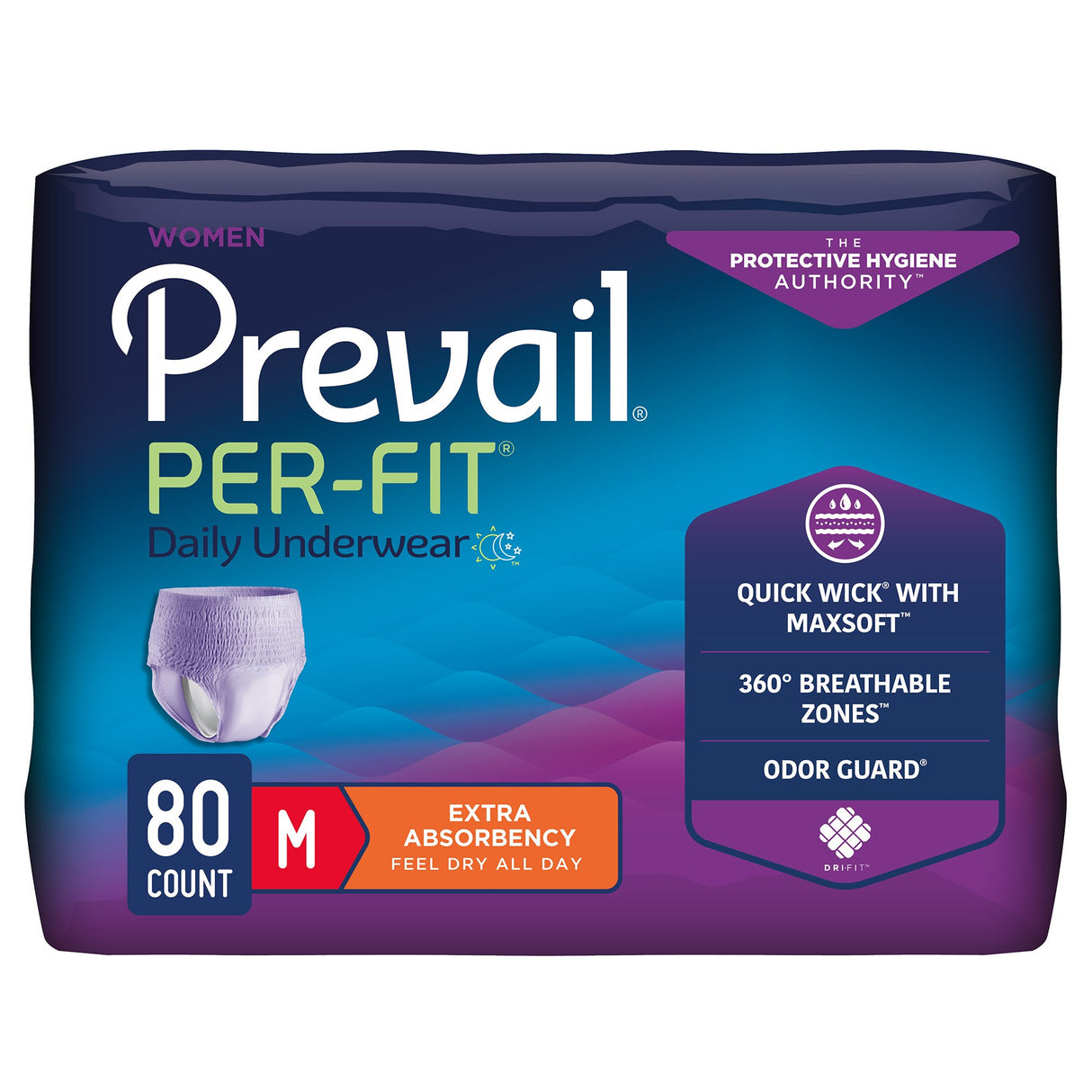Female Adult Absorbent Underwear Prevail® Per-Fit® Pull On with Tear Away Seams Medium Disposable Moderate Absorbency - BeHope